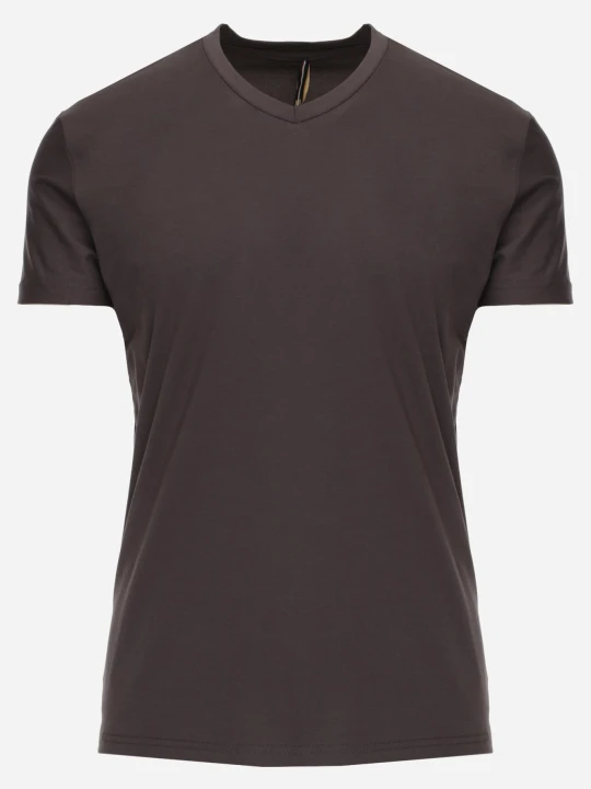 Zdjęcie produktu Ciemnoszara Koszulka T-shirt z Bawełny z Dekoltem w Serek Rionisse Szary
