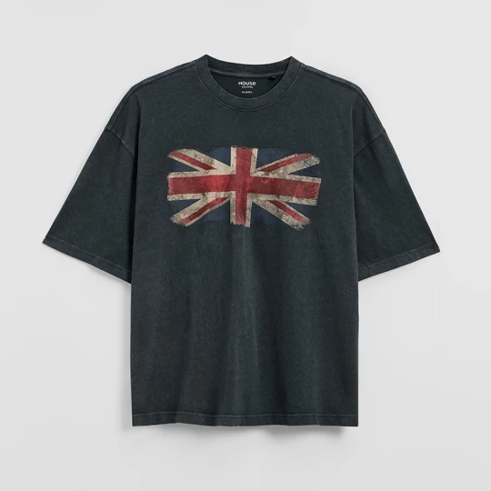 Zdjęcie produktu Ciemnoszara koszulka z flagą UK House ciemnoszary