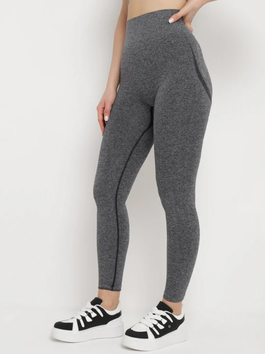 Zdjęcie produktu Ciemnoszare Legginsy z Efektem Push-Up i Wysokim Stanem Nivala Greenice Szary