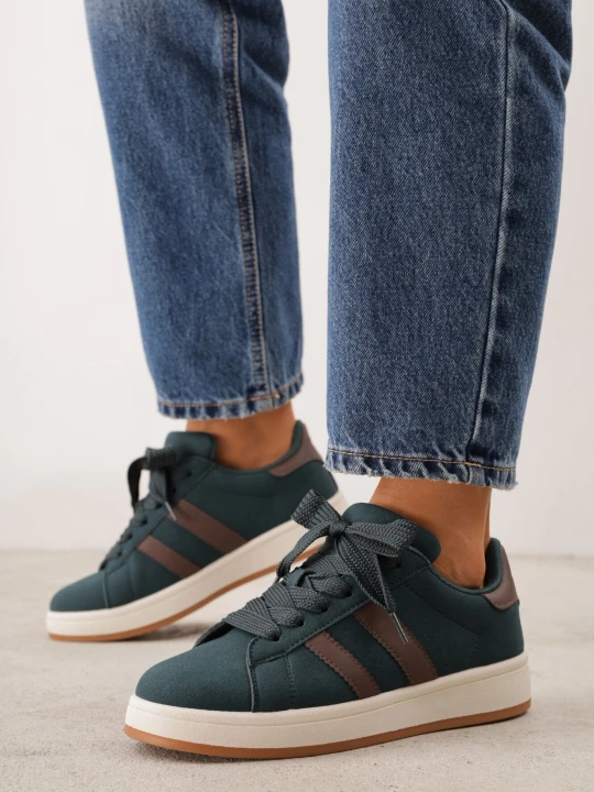 Zdjęcie produktu Ciemnozielone Sneakersy z Ozdobnymi Paskami Doloreth Gowin Zielony