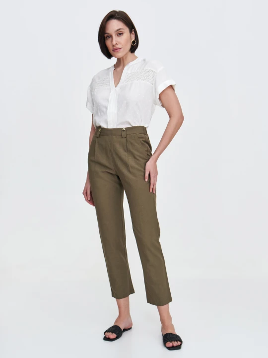 Zdjęcie produktu Ciemnozielone spodnie w stylu casual TOP SECRET Ciemny zielony