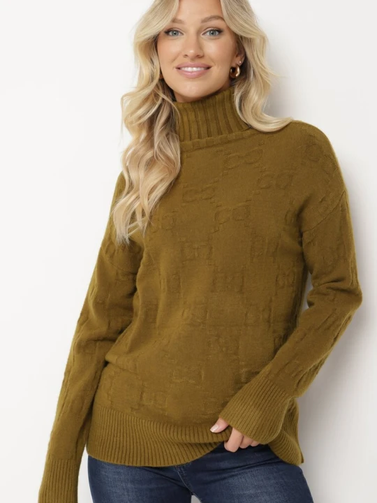 Zdjęcie produktu Ciemnozielony Klasyczny Golf Savera Wool Fashion