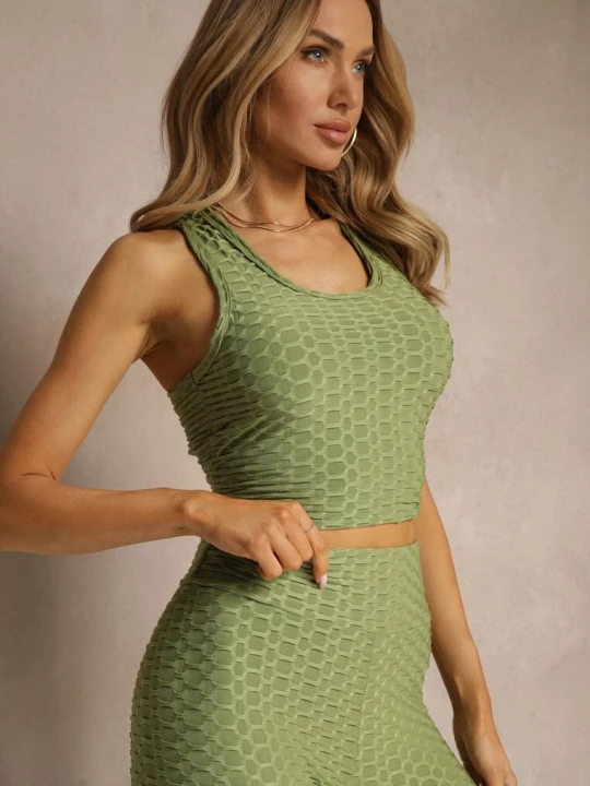 Zdjęcie produktu Ciemnozielony Tank Top z Tłoczonym Wzorem Aeronna Glo-story