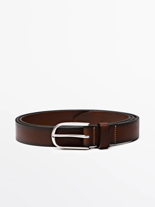 Zdjęcie produktu Cieniowany Pasek Ze Skóry Nappa - Brązowy - Massimo Dutti - Male