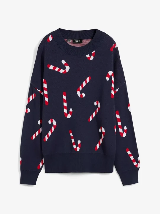 Zdjęcie produktu Cienki sweter z okrągłym dekoltem, oversize BonPrix niebieski