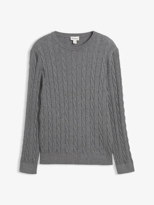 Zdjęcie produktu Cienki sweter ze wzorem w warkocze, slim fit BonPrix szary