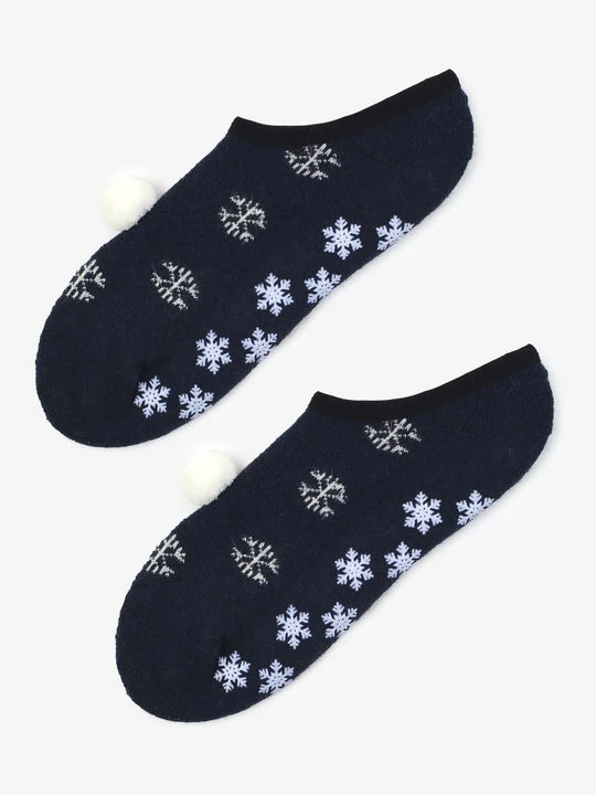 Zdjęcie produktu Ciepłe stopki damskie w śnieżynki ABS Terry W50 Marilyn NAVY BLUE