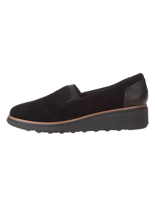 Zdjęcie produktu Clarks Skórzane czółenka "Sharon Dolly" w kolorze czarnym na koturnie rozmiar: 39