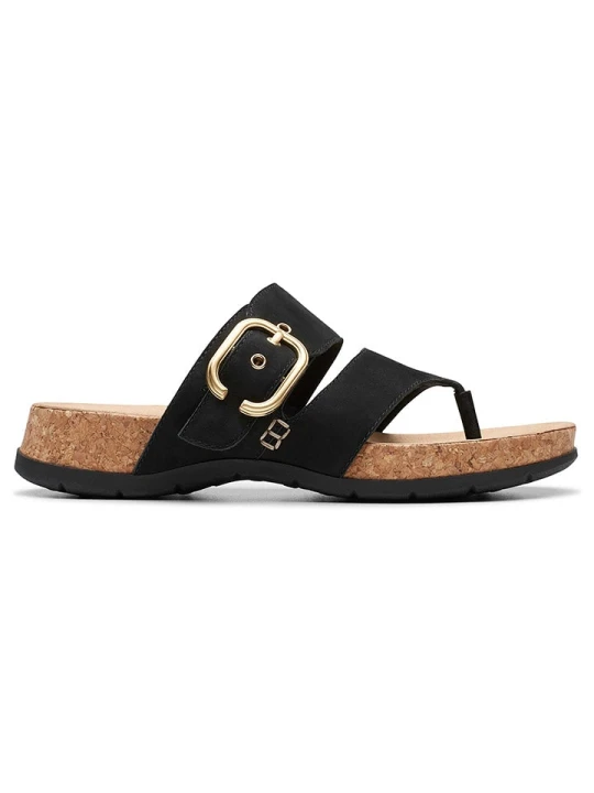 Zdjęcie produktu Clarks Skórzane japonki "Reileigh Park" w kolorze czarnym rozmiar: 37, 5