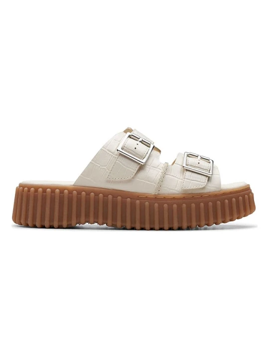 Zdjęcie produktu Clarks Skórzane klapki "Interest" w kolorze kremowym rozmiar: 39