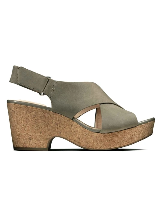 Zdjęcie produktu Clarks Skórzane sandały "Maritsa" w kolorze khaki na obcasie rozmiar: 39