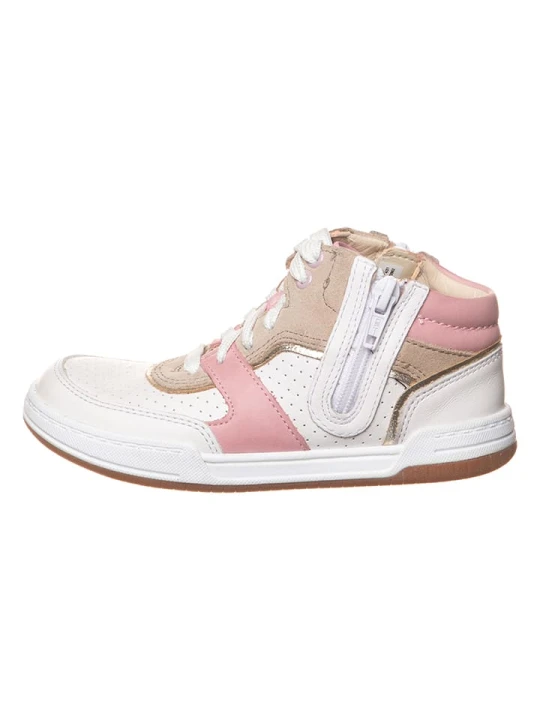Zdjęcie produktu Clarks Skórzane sneakersy "Fawn Peak" w kolorze biało-beżowo-jasnoróżowym rozmiar: 25