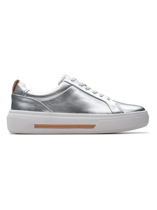 Zdjęcie produktu Clarks Skórzane sneakersy "Hollyhock Walk" w kolorze srebrnym rozmiar: 41