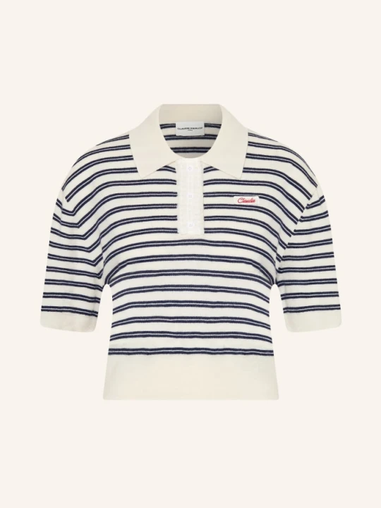 Zdjęcie produktu Claudie Pierlot Dzianinowa Koszulka Polo Z Falbanami weiss