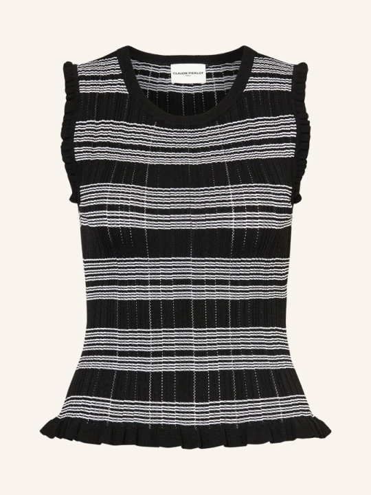 Zdjęcie produktu Claudie Pierlot Dzianinowy Top Z Falbanami schwarz