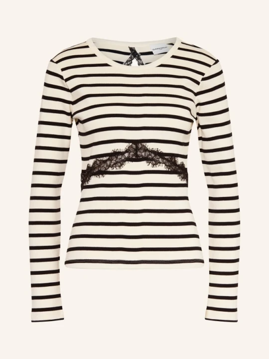 Zdjęcie produktu Claudie Pierlot Koszulka Z Długim Rękawem, Koronką I Wycięciem weiss