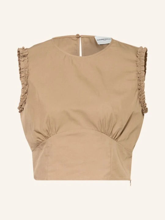 Zdjęcie produktu Claudie Pierlot Krótki Top Z Falbanami beige JASNOBRĄZOWY