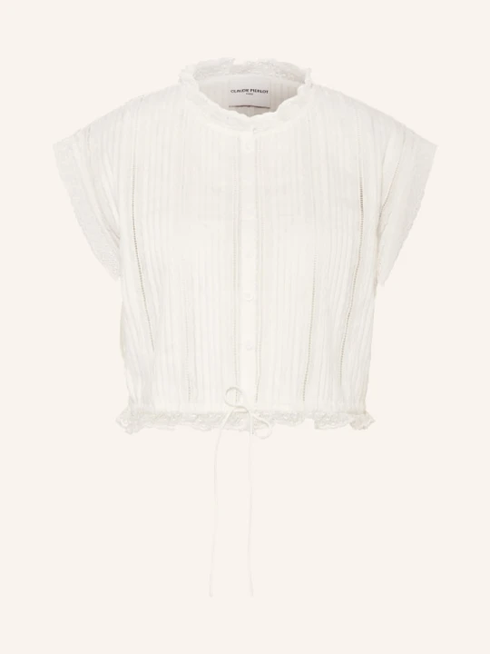 Zdjęcie produktu Claudie Pierlot Krótki Top Z Koronką I Falbanami weiss BIAŁY