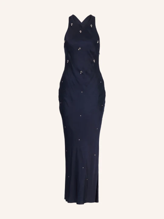 Zdjęcie produktu Claudie Pierlot Satynowa Sukienka Z Kamieniami Ozdobnymi blau GRANATOWY