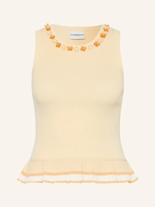 Zdjęcie produktu Claudie Pierlot Sweter Z Dzianiny Z Ozdobnymi Koralikami I Falbankami gelb żółty