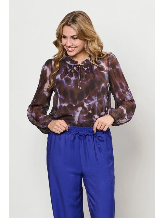 Zdjęcie produktu &Co Woman Bluzka "Andrea" w kolorze brązowo-fioletowym rozmiar: M