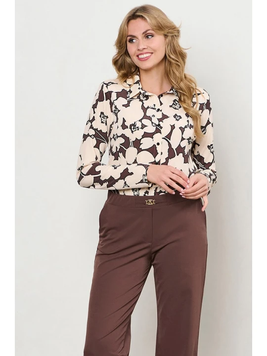 Zdjęcie produktu &Co Woman Bluzka "Lotte" w kolorze brązowo-kremowym rozmiar: XL