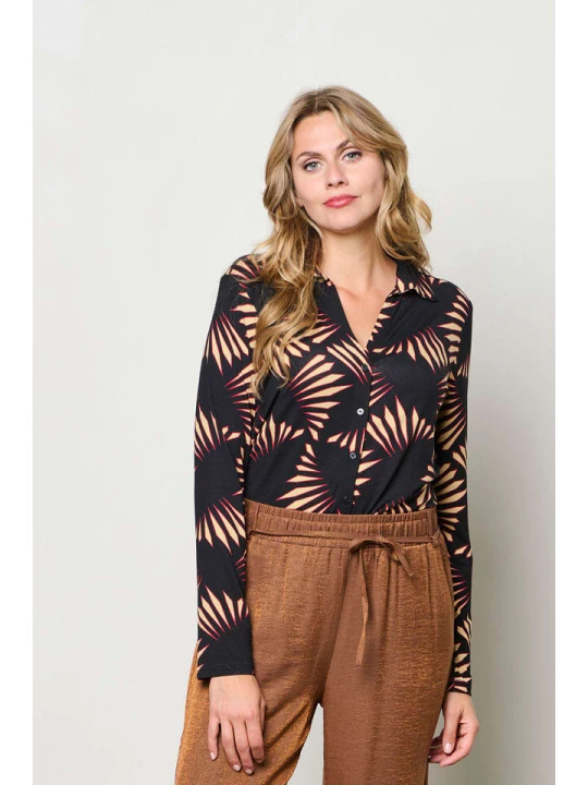 Zdjęcie produktu &Co Woman Bluzka "Vayen" w kolorze beżowo-czarnym rozmiar: M