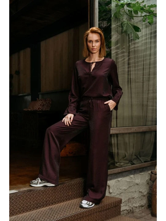 Zdjęcie produktu &Co Woman Spodnie "Solana" w kolorze bordowym rozmiar: XL