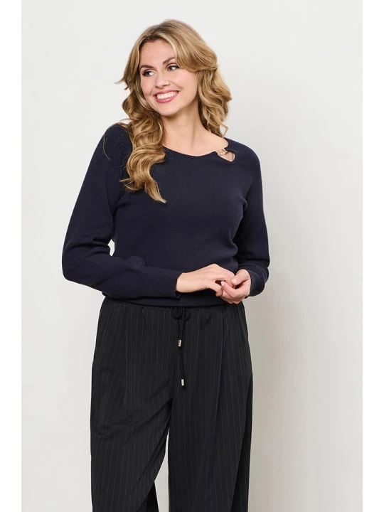 Zdjęcie produktu &Co Woman Sweter "Bowi" w kolorze granatowym rozmiar: 3XL