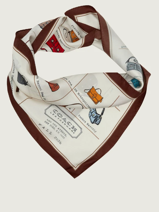 Zdjęcie produktu Coach Jedwabna chusta Originals Catalog Print ecru