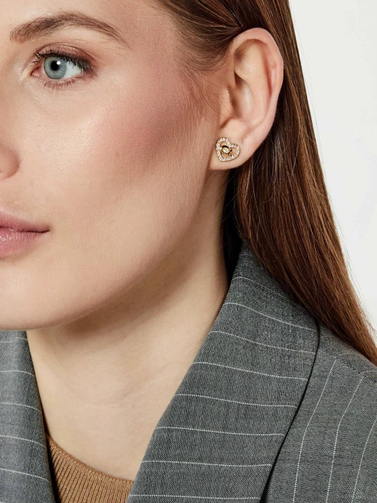 Zdjęcie produktu Coach Kolczyki Pave Heart złoty