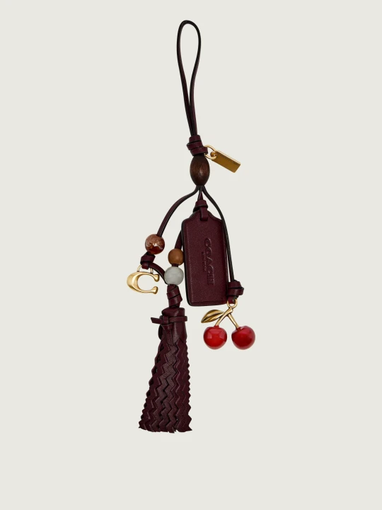 Zdjęcie produktu Coach Skórzany brelok CHERRY HERITAGE bordowy
