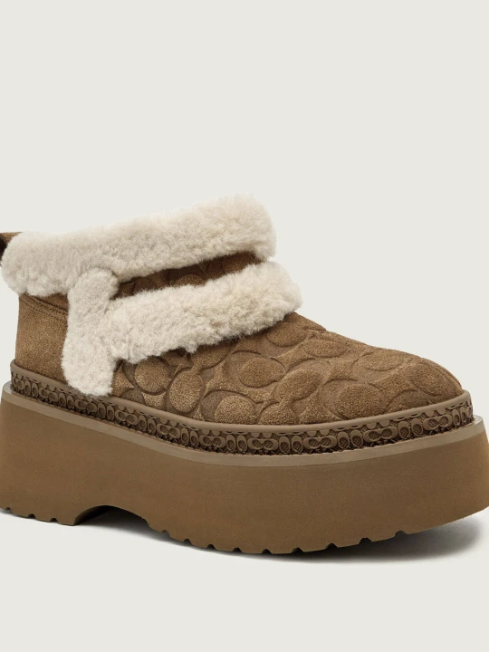 Zdjęcie produktu Coach Śniegowce CHRISTINA SIGNATURE | zamsz | shearling beżowy