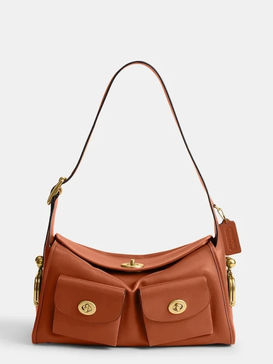 Zdjęcie produktu Coach torebka hobo damska skórzana Turnlock Haversack Bag brązowy