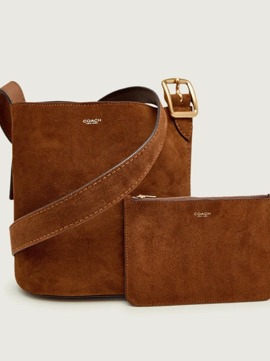 Zdjęcie produktu Coach Torebka na ramię + saszetka BLEECKER | zamsz brązowy