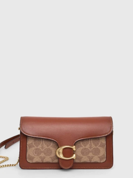 Zdjęcie produktu Coach torebka skórzana Tabby Chain Clutch In Signature Canvas brązowy