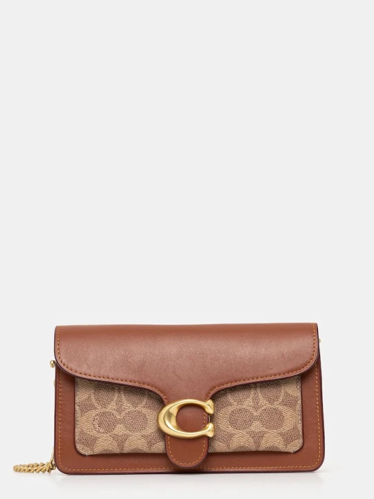 Zdjęcie produktu Coach torebka skórzana Tabby Chain Clutch In Signature Canvas brązowy