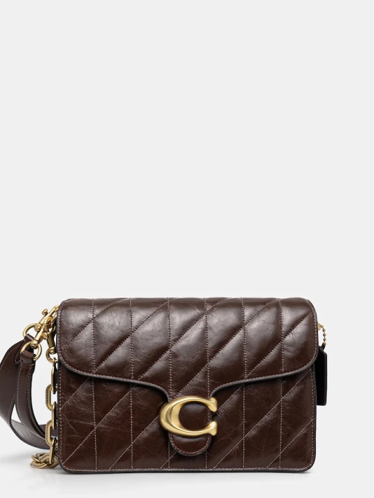 Zdjęcie produktu Coach torebka skórzana Chain Tabby Shoulder Bag With Quilting brązowy
