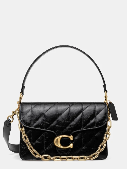 Zdjęcie produktu Coach torebka bagietka damska skórzana Chain Tabby Shoulder Bag With Quilting czarny