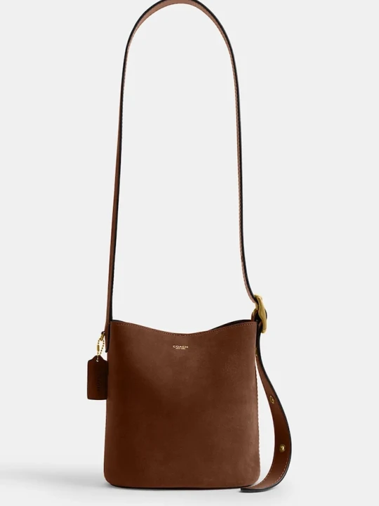 Zdjęcie produktu Coach torebka zamszowa Suede Bleecker Bucket 21 brązowy