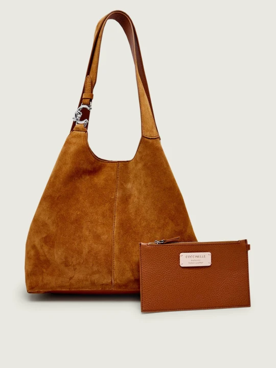 Zdjęcie produktu Coccinelle Shopperka + saszetka Coccinelle C-Eeasy | zamsz koniakowy
