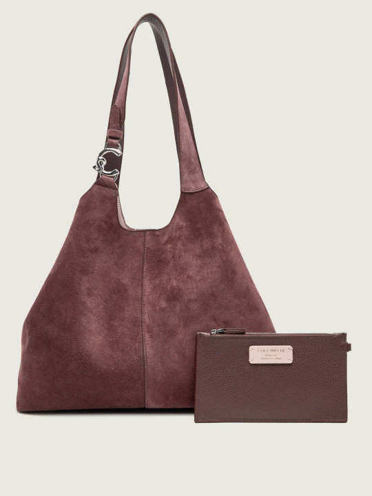 Zdjęcie produktu Coccinelle Shopperka + saszetka Coccinelle C-Easy | zamsz fioletowy