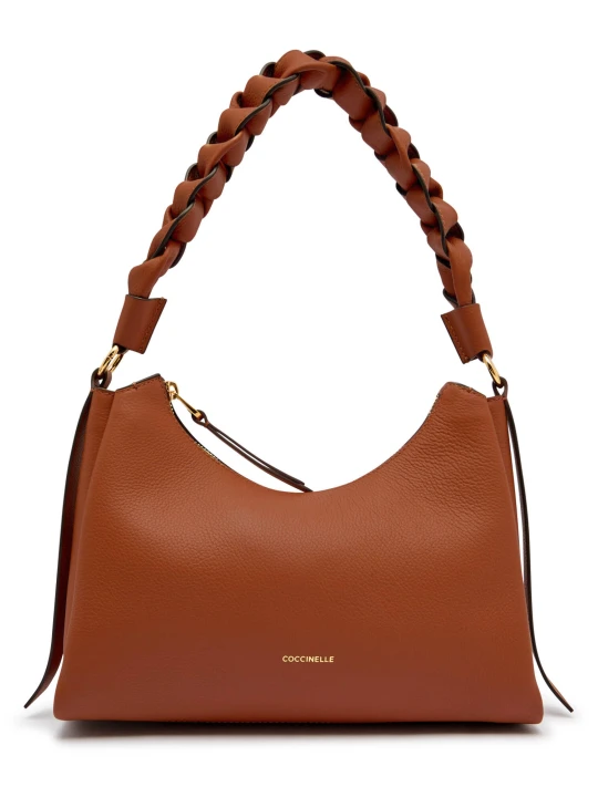 Zdjęcie produktu Coccinelle Skórzane hobo BOHEME GRANA DOUBLE brązowy