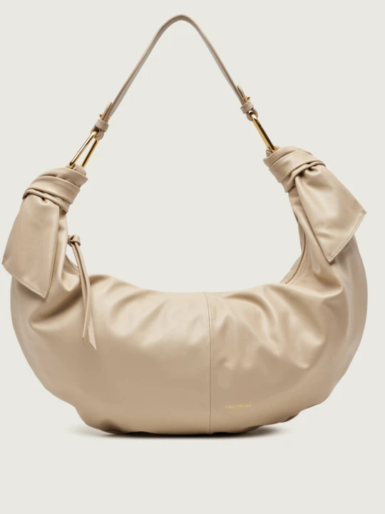 Zdjęcie produktu Coccinelle Skórzane hobo Coccinelle Furoshiki beżowy