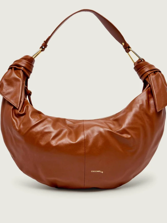 Zdjęcie produktu Coccinelle Skórzane hobo Coccinelle Furoshiki koniakowy