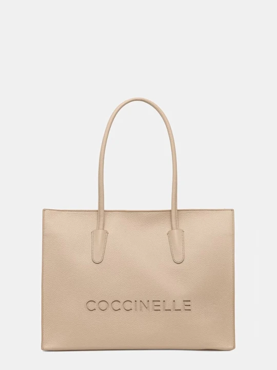 Zdjęcie produktu Coccinelle torebka shopper damska skórzana beżowy