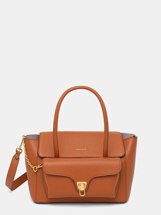 Zdjęcie produktu Coccinelle torebka shopper damska skórzana DOUBLE BEAT pomarańczowy