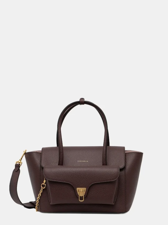 Zdjęcie produktu Coccinelle torebka shopper damska skórzana DOUBLE BEAT bordowy