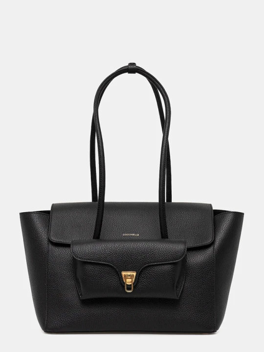 Zdjęcie produktu Coccinelle torebka shopper damska skórzana DOUBLE BEAT czarny