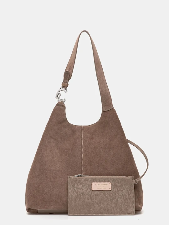 Zdjęcie produktu Coccinelle torebka hobo damska zamszowa beżowy